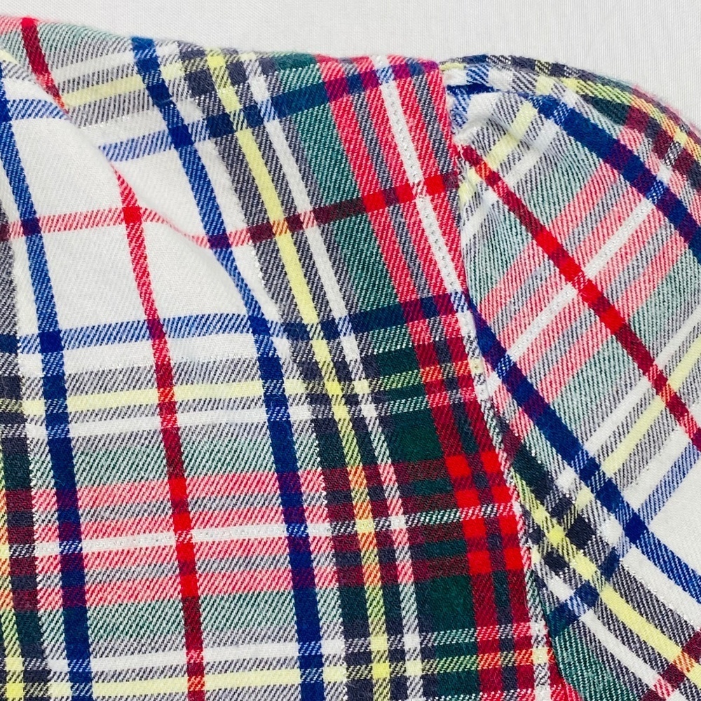 VICTORIA’S SECRET Plaid Pajama Silver Lurex Flannel 98% Cotton Pom Pom Trim L - Picture 12 of 13